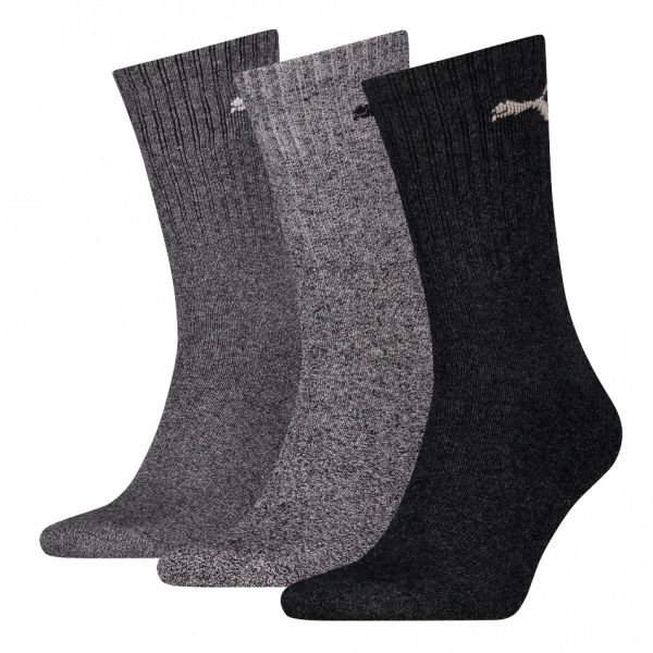 3 Paar Puma Tennissocken - Klassik Crew Form (Normallang) - Farbset: Mix Grautöne