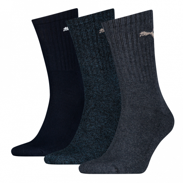 3 Paar Puma Tennissocken - Klassik Crew Form (Normallang) - Farbset: Mix Jeanstöne