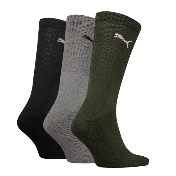 3 Paar Puma Sportsocken Normallang Farbset - Olivmix - Größe 35/38