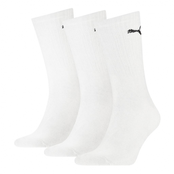 3 Paar Puma Tennissocken - Klassik Crew Form (Normallang) - Farbset: Uni Weiss
