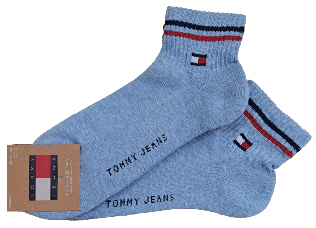 2 Paar Tommy Hilfiger Frotteesohle Sport - Quarter - Jeans - Größe 43/46