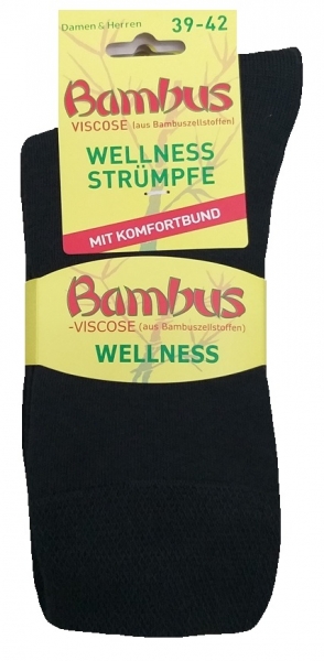 3 Paar Bambus Wellness Strümpfe ohne Gummi - Anthrazit - Größe 39/42