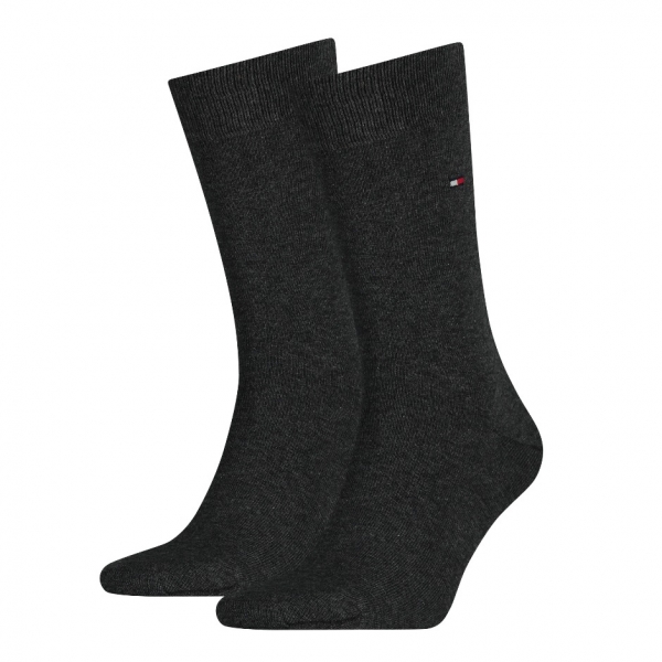 2 Paar Tommy Hilfiger Herrensocken - Uni Anthrazit - Größe 43/46