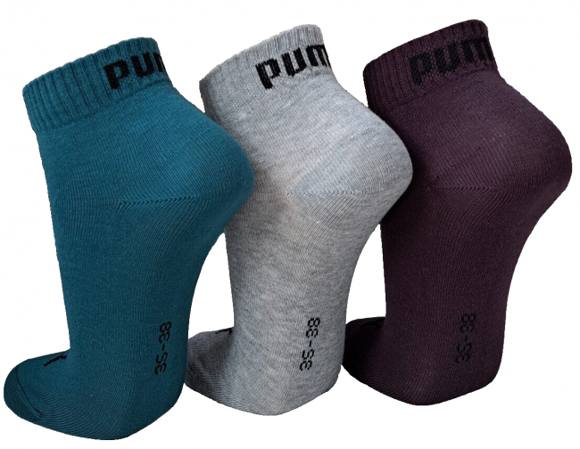 3 Paar Puma Klassik Quarter - Farbset - FX Petrol/Aubergine - Größe 39/42