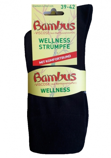 3 Paar Bambus Wellness Strümpfe ohne Gummi - Schwarz - Größe 47/49