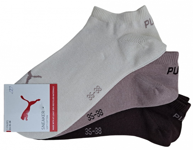Preview: 3 Paar Puma Basic Unisex Sneaker Füßlinge - Farbset: Mix Braun/Beige