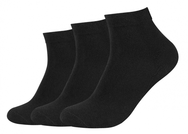 3 Paar Camano Baumwoll Quarter - druckfreie Kurzsocken - Schwarz