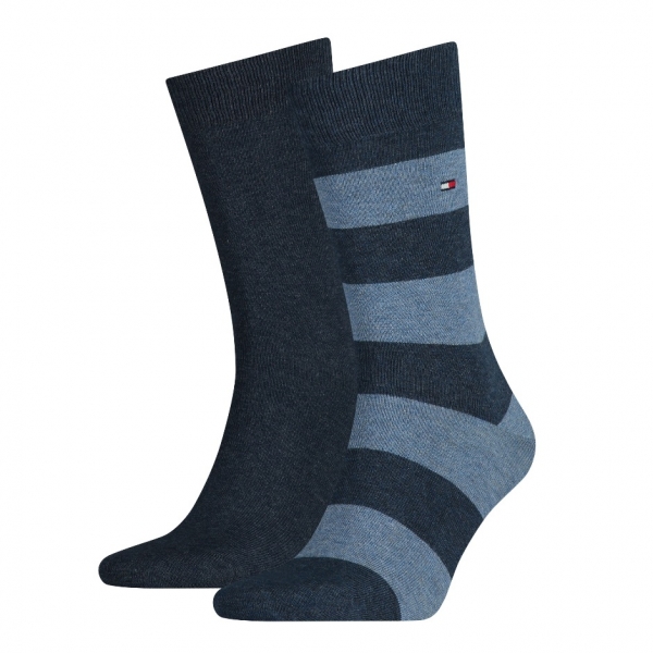 2 Paar Hilfiger Business Herrensocken - Rugby - Jeans/Blau - Größe 43/46