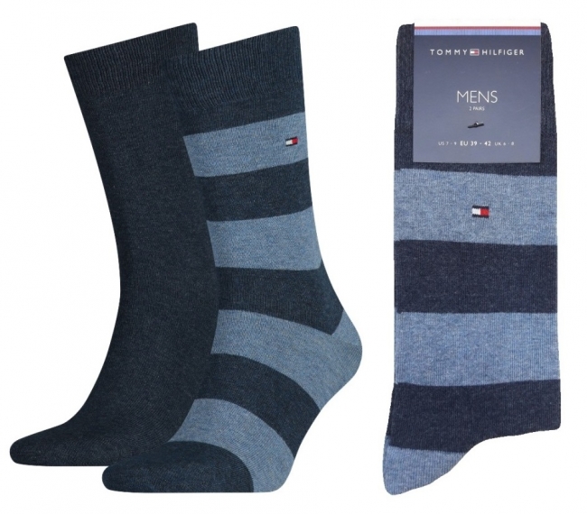 2 Paar Tommy Hilfiger Herrensocken - Rugby - Jeans/Blau - Größe 43/46