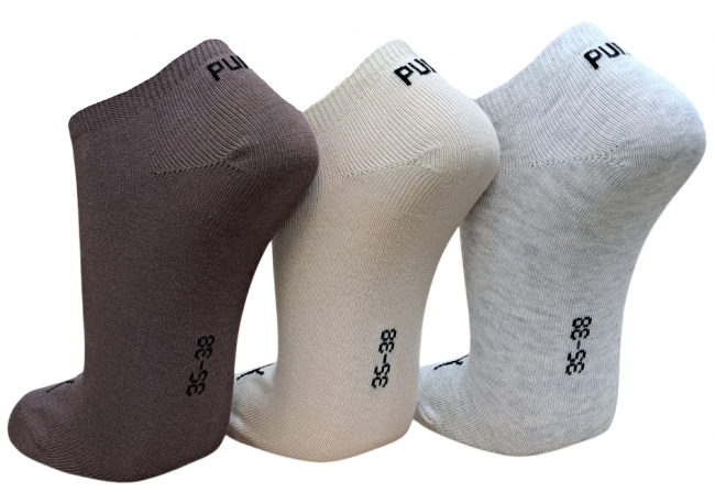 3 Paar Puma Sneaker - Invisible Farbset - FX Braun/Natur - Größe 39/42