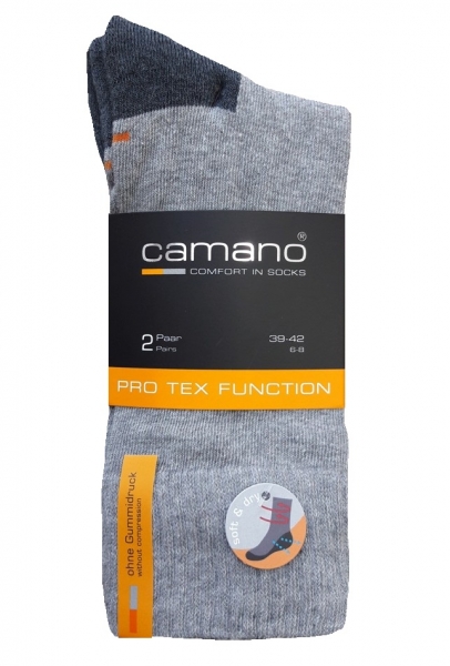 2 Paar Camano Pro Tex Comfort Funktionssocken - Hellgrau - Größe 35/38