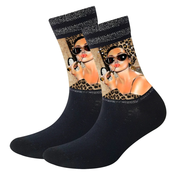 Cool 7 - Damensocken mit Strass - Motiv - C0415