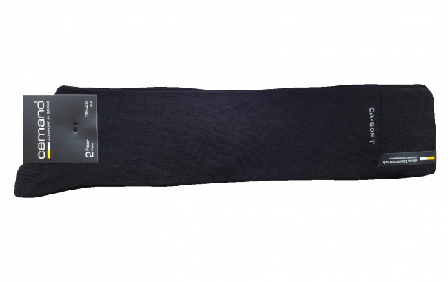 Preview: 2 Paar Camano Baumwoll Softbund Kniestrümpfe - Schwarz