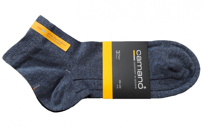 3 Paar Camano Quarter Kurzsocken ohne Gummi - Jeansmix - Größe 47/49