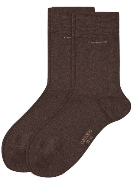 2 Paar Camano CA - SOFTBUND Socken Klassik - Braunmelange