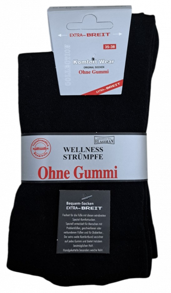 2 Paar Extra Weite / Breite - Diabetikersocken Normallang - Schwarz - Größe 47/50