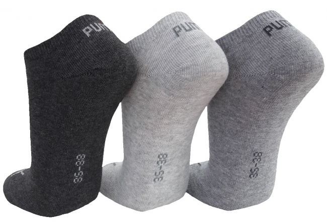 3 Paar Puma Basic Unisex Sneaker Füßlinge - Farbset: Mix Grautöne