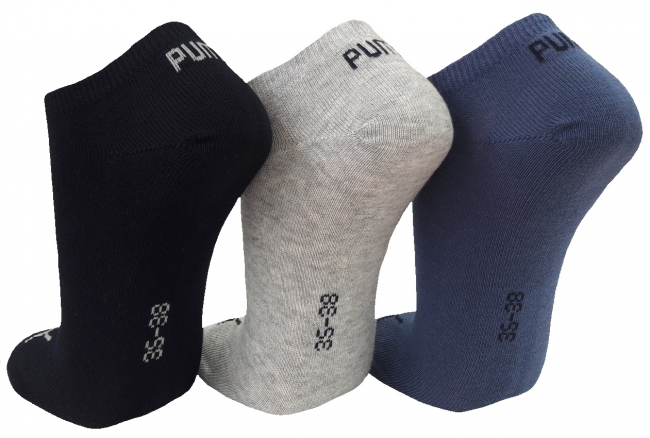 3 Paar Puma Basic Unisex Sneaker Füßlinge - Farbset: Jeansmix