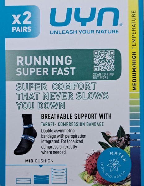 UYN Herren - Running Super Fast - Doppelpack !! - Schwarz