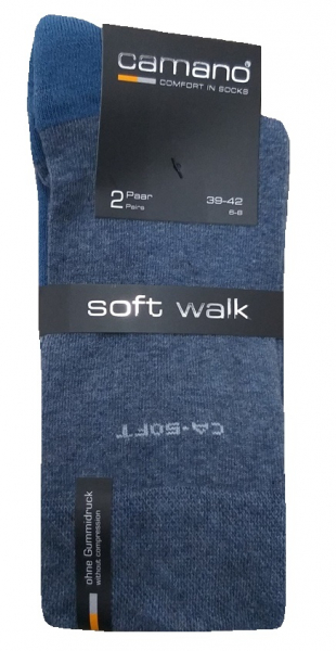 Preview: 2 Paar Camano CA Soft - Baumwollsocken mit Frotteesohle - Jeansmelange