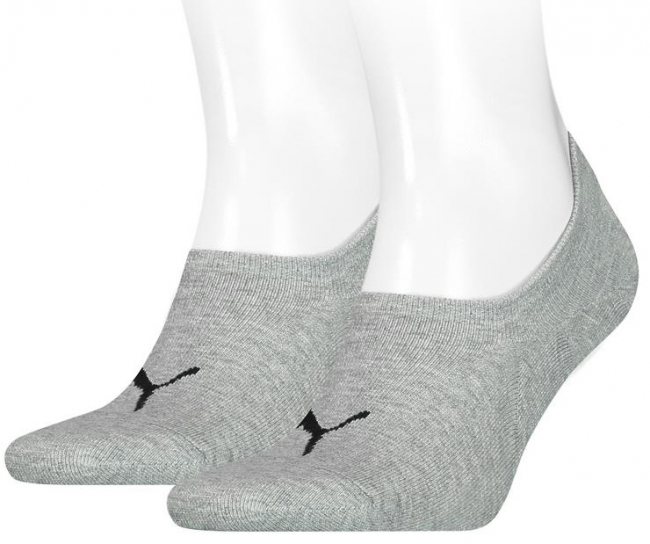 2 Paar Puma - HIGH CUT - Footie's mit Slip Stop (Fersen ABS) - Grau