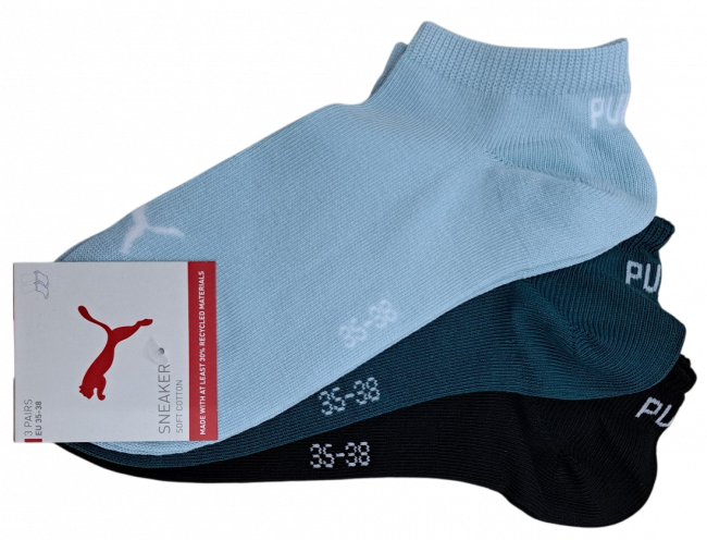 Preview: 3 Paar Puma Basic Unisex Sneaker Füßlinge - Farbset: Mix Emerald/Ice