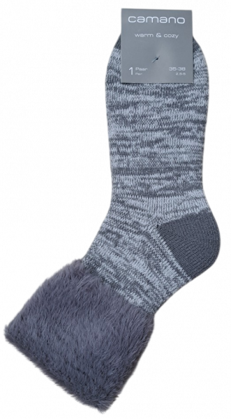 Preview: Damen - Umschlagrand Kuschelsocken - Grau