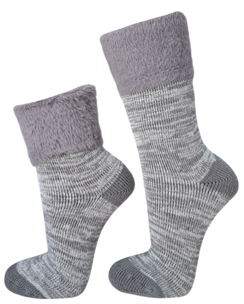 Damen - Umschlagrand Kuschelsocken - Grau