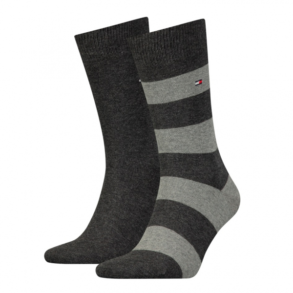 2 Paar Tommy Hilfiger Herrensocken - Rugby - Anthrazit/Grau - Größe 39/42