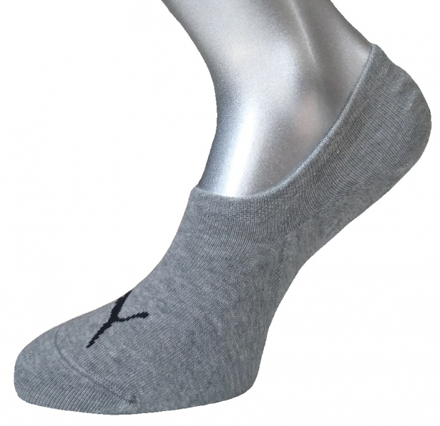 2 Paar Puma - HIGH CUT - Footie's mit Slip Stop (Fersen ABS) - Grau