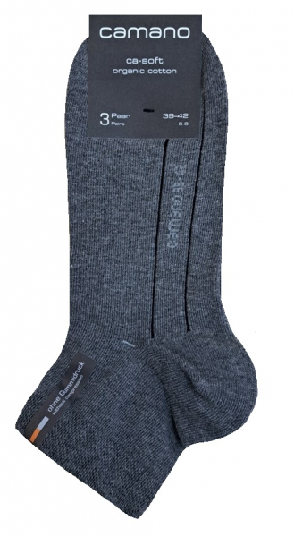 3 Paar Camano Baumwoll Quarter - druckfreie Kurzsocken - Graumix