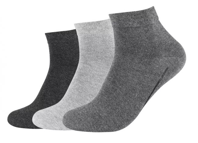 3 Paar Camano Baumwoll Quarter - druckfreie Kurzsocken - Graumix