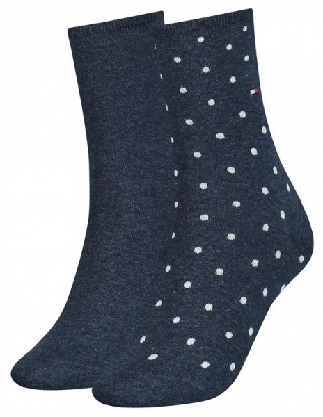 2 Paar Tommy Hilfiger Damen - Business Baumwollsocken - DOT Farbset: Jeansmelange