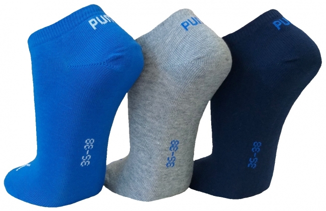 3 Paar Puma Sneaker - Invisible Farbset - mit Kraftblau - Größe 39/42
