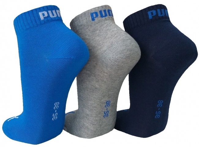 3 Paar Puma Klassik Quarter - Farbset - mit Kraftblau - Größe 39/42