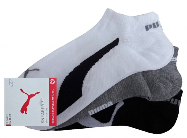 3 Paar Puma Lifestyle Retro Look Sneaker - Mix: Weiß/Grau/Schwarz