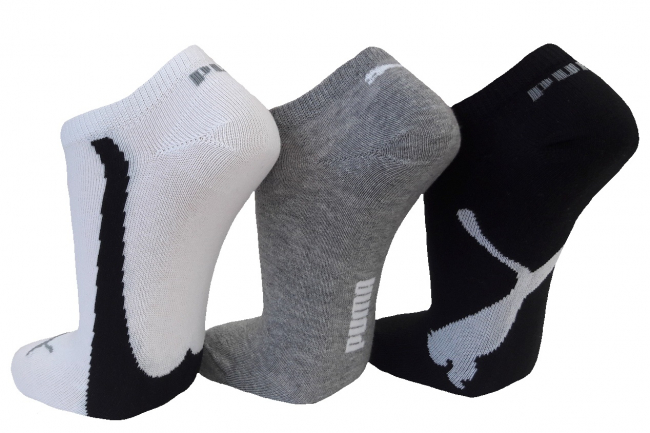 3 Paar Puma Lifestyle Retro Look Sneaker - Mix: Weiß/Grau/Schwarz