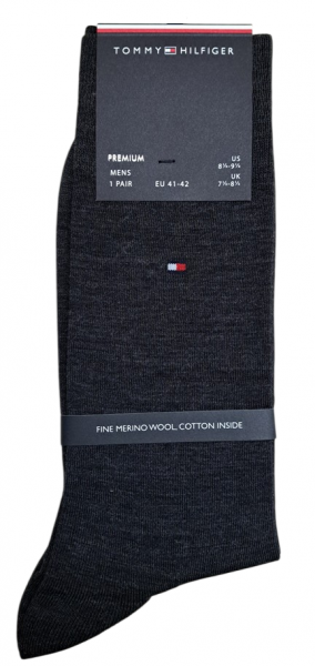 Tommy Hilfiger Herren - Premium Merino Socken - Uni Anthrazit