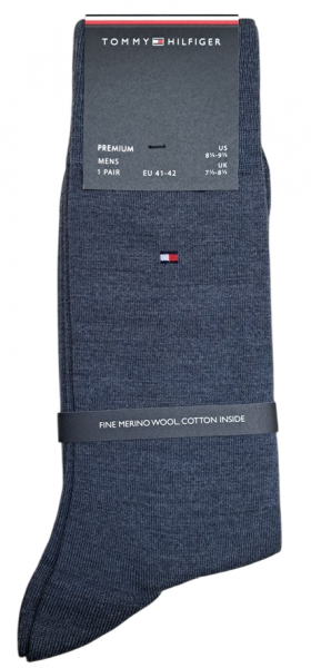 Tommy Hilfiger Herren - Premium Merino Socken - Uni Jeansmelange
