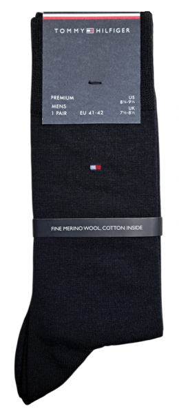 Tommy Hilfiger Herren - Premium Merino Socken - Uni Schwarz