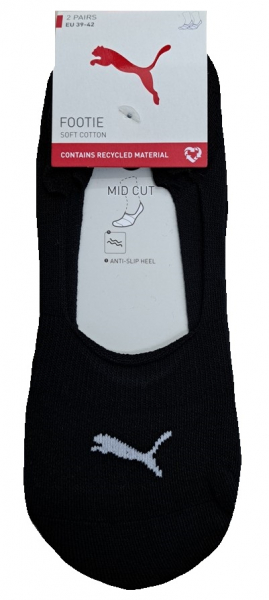 2 Paar Puma - MID CUT - Footie's mit Slip Stop (Fersen ABS) - Schwarz