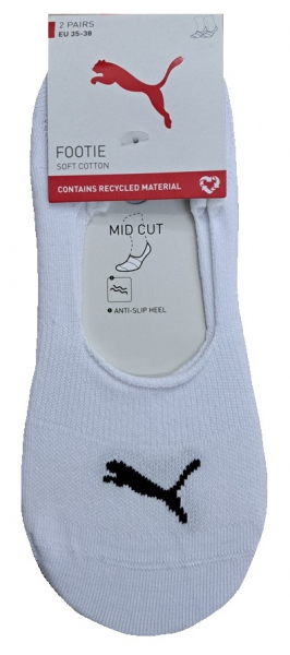 2 Paar Puma - MID CUT - Footie's mit Slip Stop (Fersen ABS) - Weiss