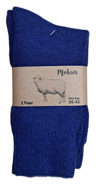 2 Paar Damensocken Mohair - Kuschelsocken - Blau