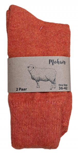 2 Paar Damensocken Mohair - Kuschelsocken - Orange