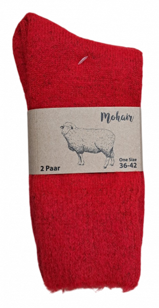 2 Paar Damensocken Mohair - Kuschelsocken - Rot