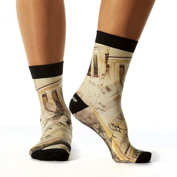 Wigglesteps Damen - Socken - Style: 00017 - Klassik Musik Ocker