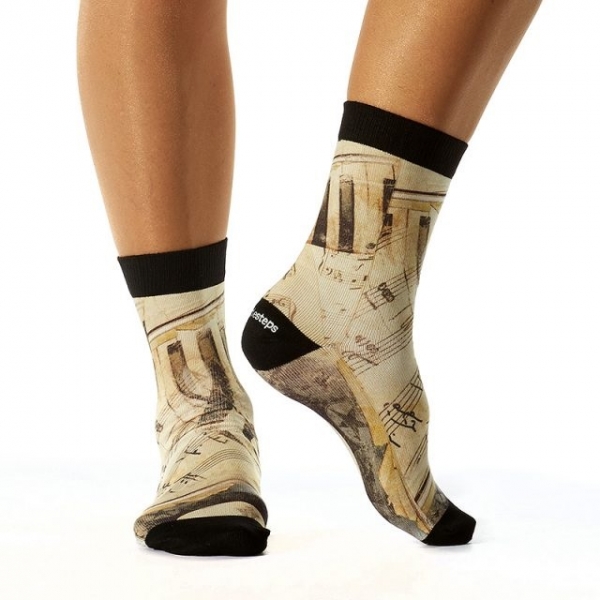 Wigglesteps Damen - Socken - Style: 00017 - Klassik Musik Ocker