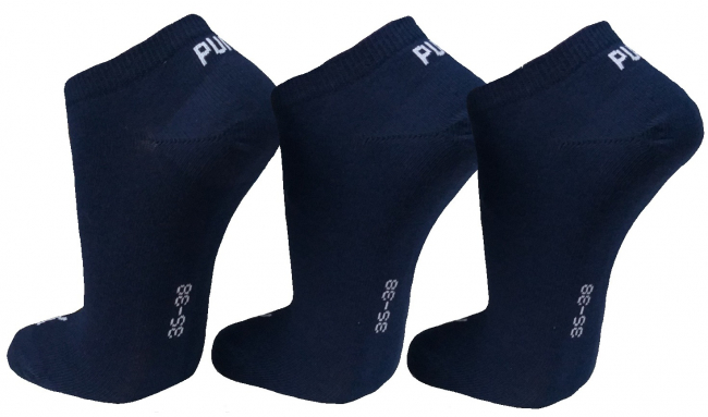 3 Paar Puma Basic Unisex Sneaker Füßlinge - Farbset: Uni Navy