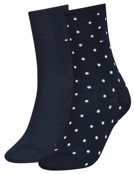 2 Paar Tommy Hilfiger Damensocken - Farbset: Dot - Navy - Größe 39/42