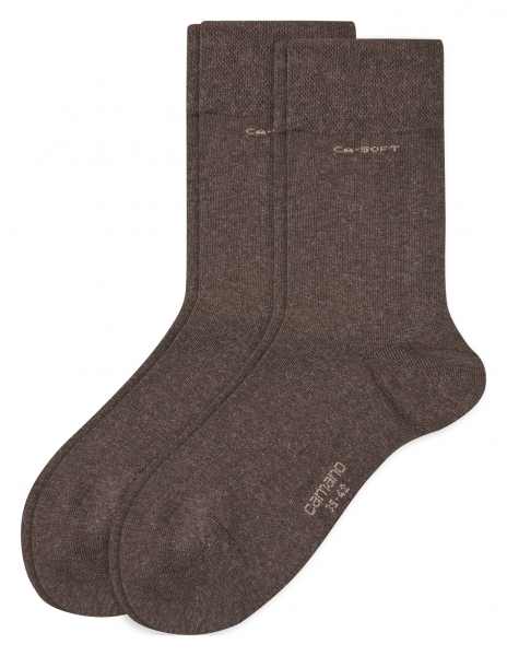 2 Paar CA - SOFTBUND Socken ohne Gummidruck - Braunmeliert - Größe 47/49